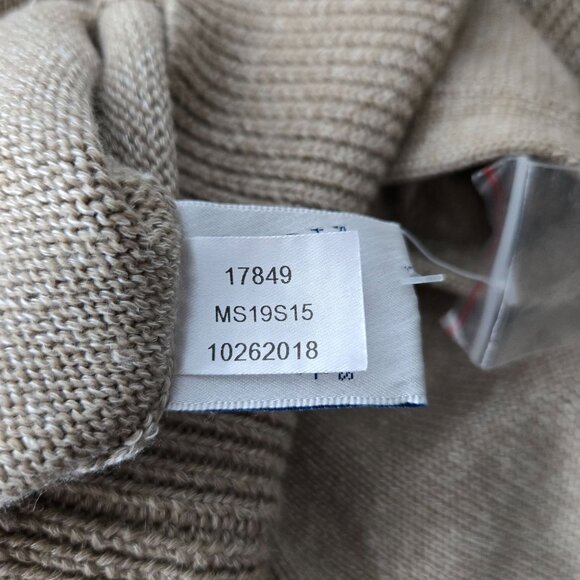 Peter Millar Cardigan Large Tan Knit Merino Wool Linen Preppy Button Up Sweater - Picture 12 of 14